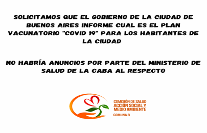 La Comisión de salud de la Comuna 8 exige saber el plan de vacunación en la Ciudad