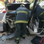 Chocaron dos autos y hubo un escape de gas en Larralde y Burela