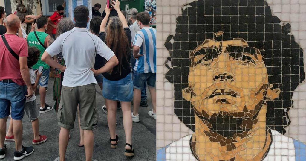 Maradona: Inauguraron el mosaico mural en Parque Chas