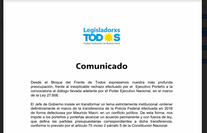 El Frente de Todos porteño criticó a Larreta por falta diálogo