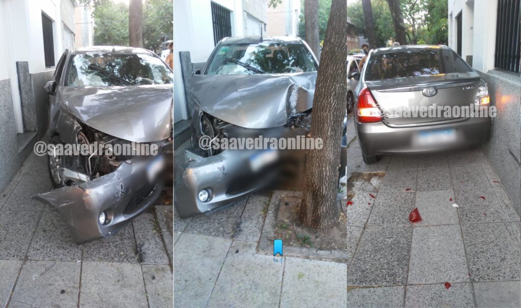 Choque en Saavedra: se metió a contramano y terminó arriba de la vereda