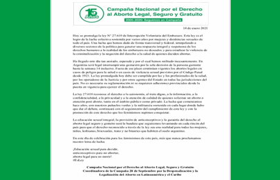 Se promulgó la Ley 27.610 de Interrupción Voluntaria del Embarazo (IVE)
