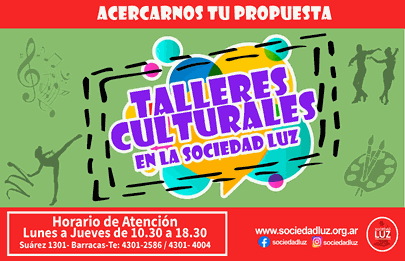 Convocatoria a integrar talleres culturales de la Sociedad Luz