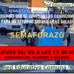La Red Educativa de la Comuna 9 convoca a un nuevo “Semaforazo”