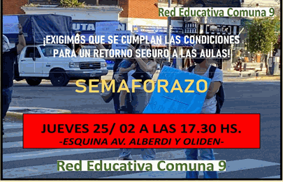 La Red Educativa de la Comuna 9 convoca a un nuevo “Semaforazo”