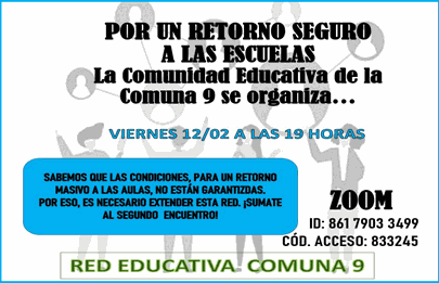Convocan a una nueva reunión de la Red Educativa Comuna 9