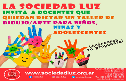 La Sociedad Luz convoca a docentes sumarse a sus talleres