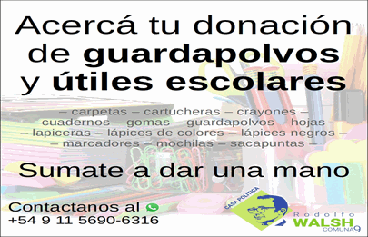 Campaña solidaria 2021 Rodolfo Walsh en la Comuna 9