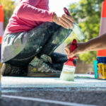 Por el “Día del Agua”, Ciudad pintó un mural en el pavimento sobre la traza entubada del Medrano