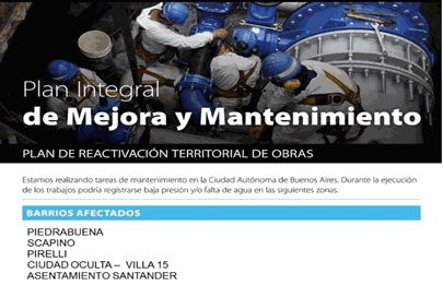 AySA informa sobre trabajo en barrios de la Comuna 8