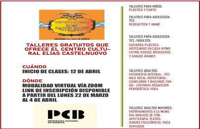 Talleres gratuitos del Centro Cultural Elias Castelnuovo y Macedonio Fernández