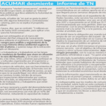 Comunicado de prensa: ACUMAR desmiente informe de TN