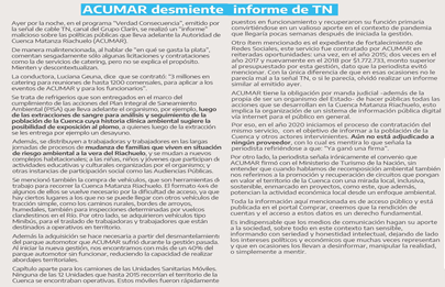 Comunicado de prensa: ACUMAR desmiente informe de TN