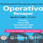 Continúa desarrollándose el operativo Renaper en la Comuna 4