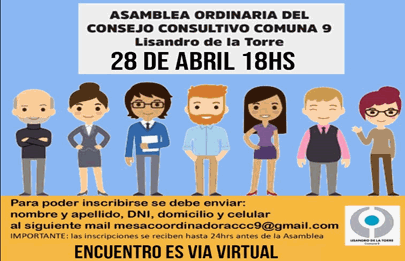 Este miércoles se reúne el Consejo Consultivo de la Comuna 9