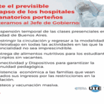 La UTE pide la suspensión de clases presenciales en la Ciudad