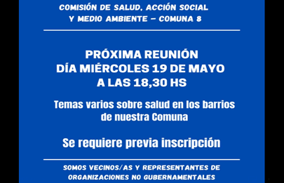 Está abierta la inscripción para participar de la reunión de la comisión de salud de la comuna 8