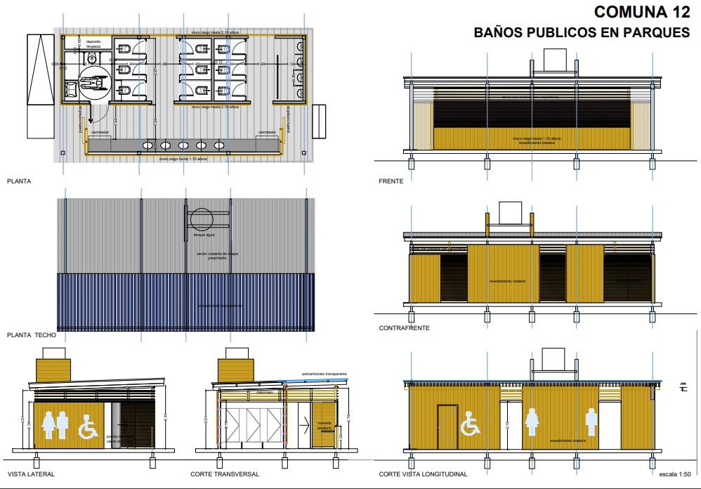 Parque Mugica: la carpintería de los nuevos baños públicos estará hecha de material reciclable