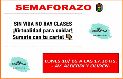 Docentes de Mataderos realizan semaforazo en Alberdi y Oliden