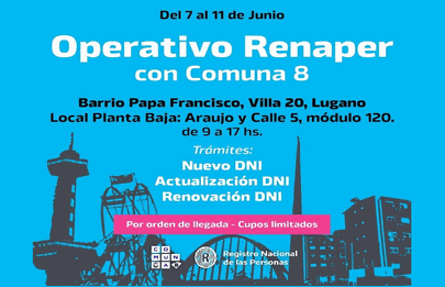 Llega el operativo RENAPER a la Comuna 8