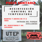 Posta sanitaria de la UTEP en el Parque Avellaneda