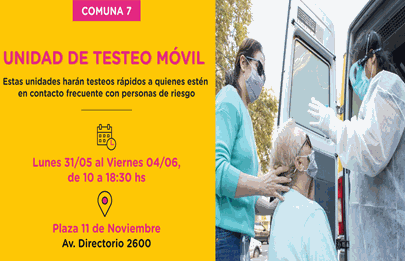 Unidad de Testeo Móvil en Plaza 11 de Noviembre