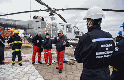 Nueva capacitación de seguridad en el helipuerto del hospital Garrahan