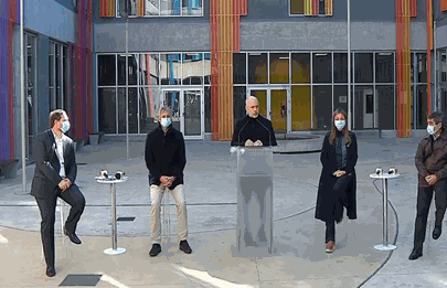 Larreta y Acuña en el Polo Educativo de Mataderos