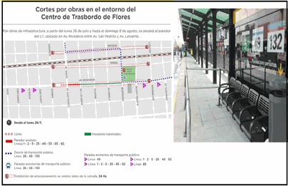 Obras y desvíos en el Centro de Trasbordo de Flores