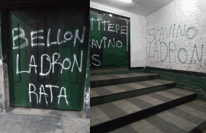 Pintadas amenazantes contra dirigentes en la cancha de Nueva Chicago