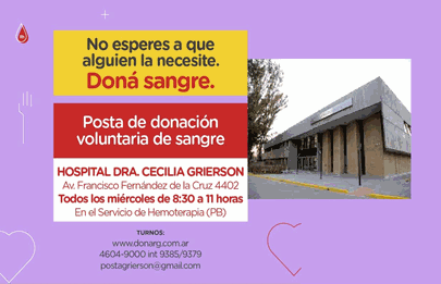 Campaña de donación de sangre para el hospital Grierson