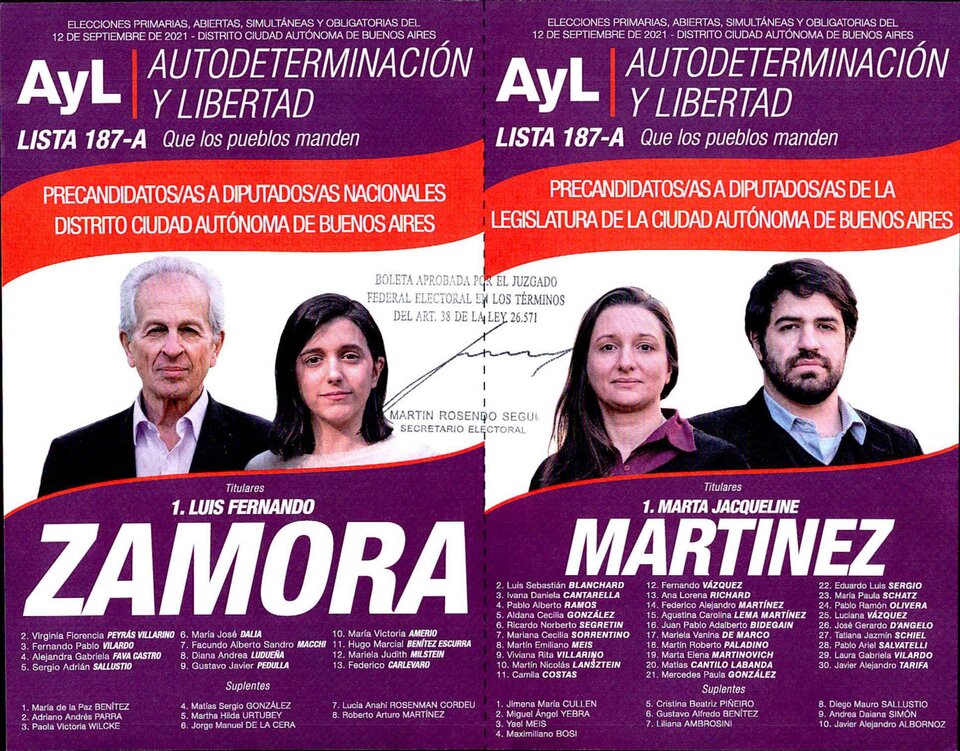 PASO 2021: te presentamos las boletas, candidatos y candidatas “Autodeterminación y Libertad”