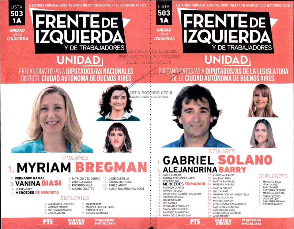PASO 2021: te presentamos las boletas, candidatos y candidatas “Frente de Izquierda y de Trabajadores”