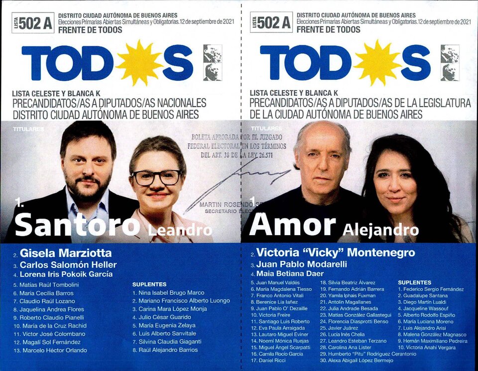 PASO 2021: te presentamos las boletas, candidatos y candidatas “Frente de Todos”