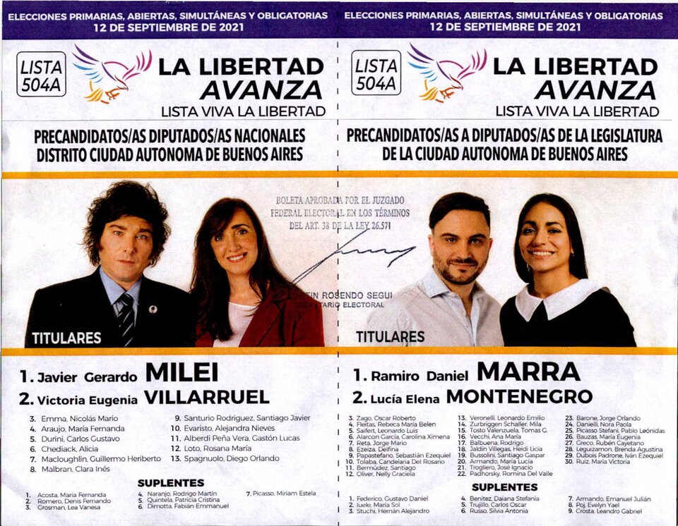 PASO 2021: te presentamos las boletas, candidatos y candidatas “La Libertad Avanza”