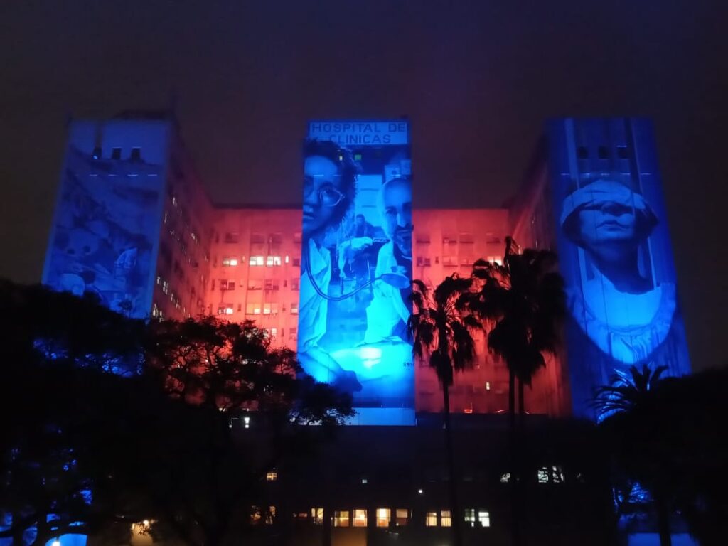 San Lorenzo: iluminaron edificios públicos por la Vuelta a Boedo
