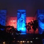 San Lorenzo: iluminaron edificios públicos por la Vuelta a Boedo