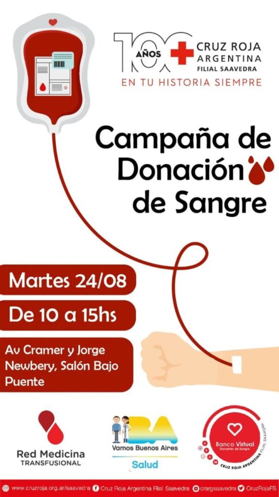 La Cruz Roja Saavedra participa en una campaña para donar sangre en la Subsede Comunal 13