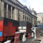 Fleteros obstruyeron el tránsito frente al Congreso en una protesta contra cambios en las homologaciones