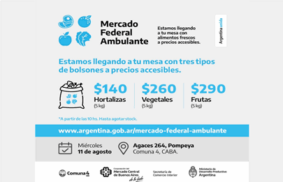 El Mercado Federal Ambulante llega a Nueva Pompeya