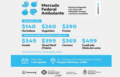 El Mercado Federal Ambulante llega a la Comuna 4