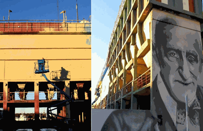 Pintan “silos areneros” en La Boca