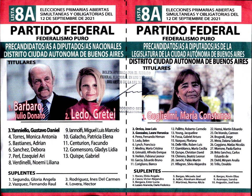 PASO 2021: te presentamos las boletas, candidatos y candidatas “Partido Federal”