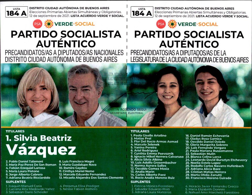 PASO 2021: te presentamos las boletas, candidatos y candidatas “Partido Socialista Autentico”