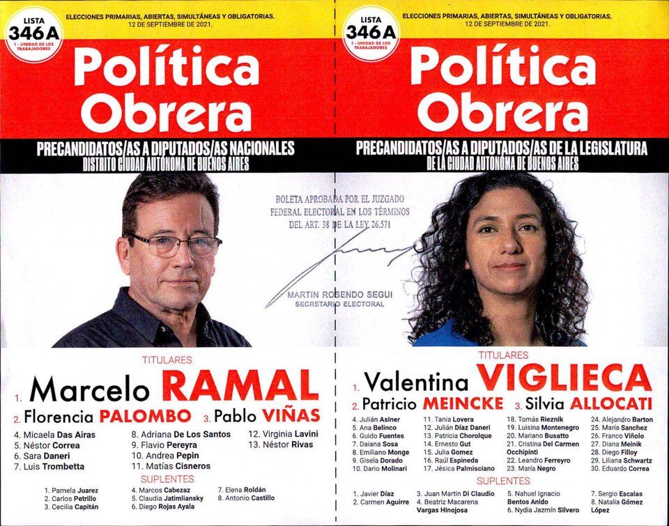 PASO 2021: te presentamos las boletas, candidatos y candidatas “Política Obrera”