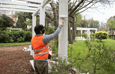Puesta a punta y pintura para el Rosedal de Parque Chacabuco