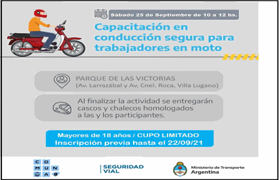 Capacitación en conducción segura para trabajadores en moto en la Comuna 8