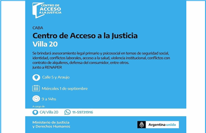 El Centro de Acceso a la Justicia llega a la Comuna 8