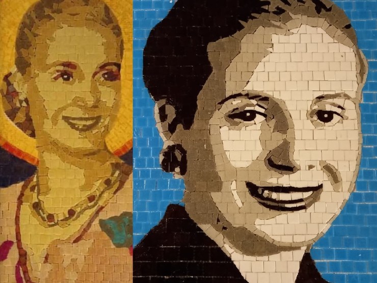 Inauguran un mural de “Santa Evita” hecho con mosaicos en el Barrio Mitre de Saavedra
