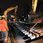 Obras de mantenimiento de vías en la estación Liniers